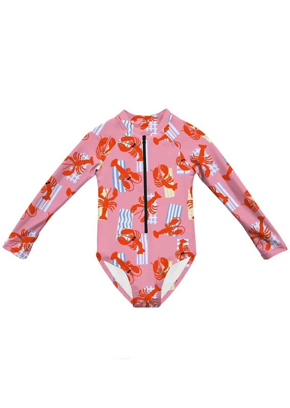 Headster Junior Red Lobster Longsleeve One Piece Swimsuit sold by Prfo