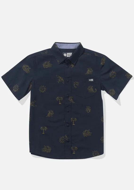 Salty Crew Junior Good Vibes Woven Button Up Shirt sold by Prfo