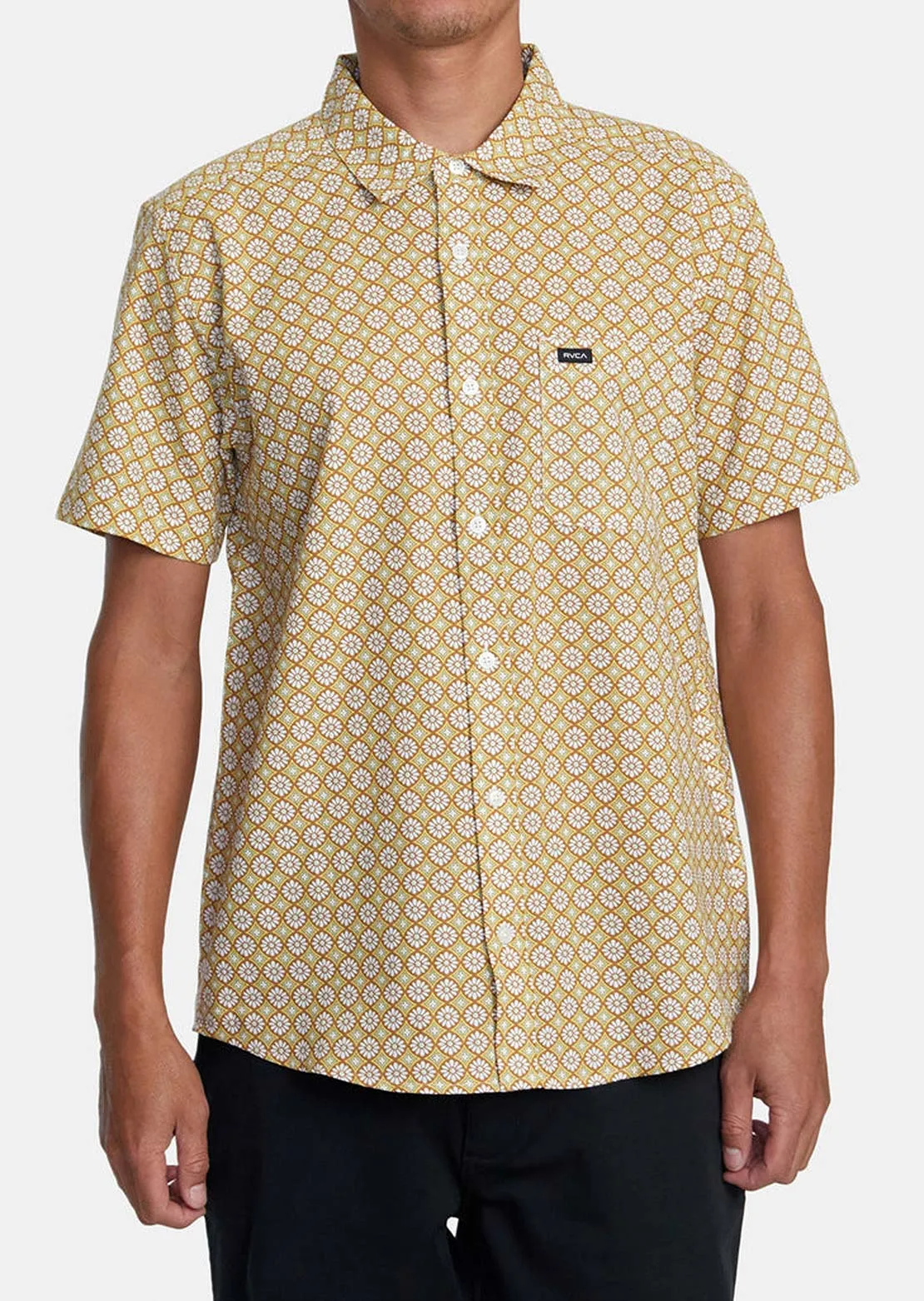 RVCA Men’s Vacationist Short Sleeve Shirt sold by Prfo
