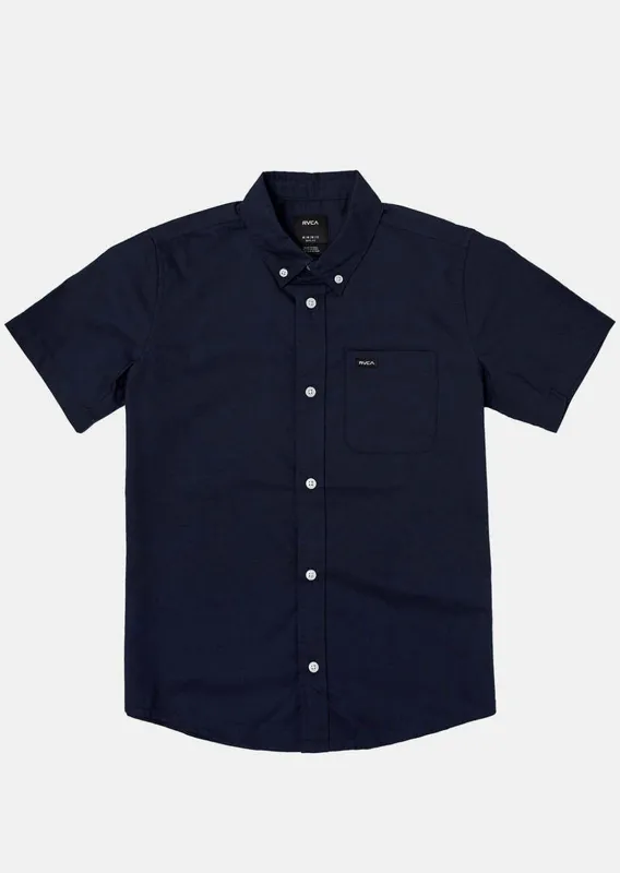 RVCA Junior Thatll Do Stretch Short Sleeve Button-Up Shirt sold by Prfo