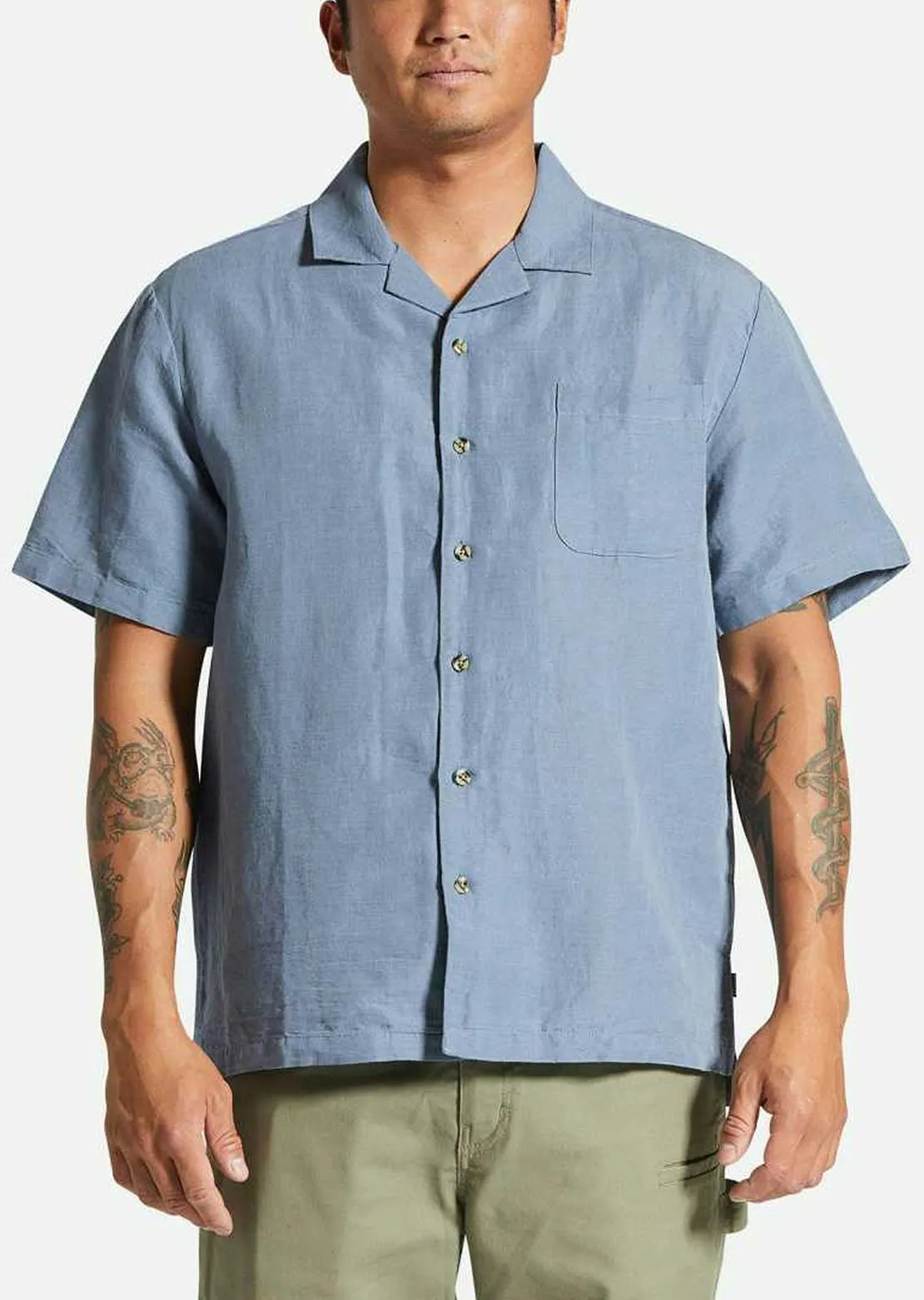 Brixton Men's Bunker Linen Blend Button Up Shirt sold by Prfo product image thumbnail 2