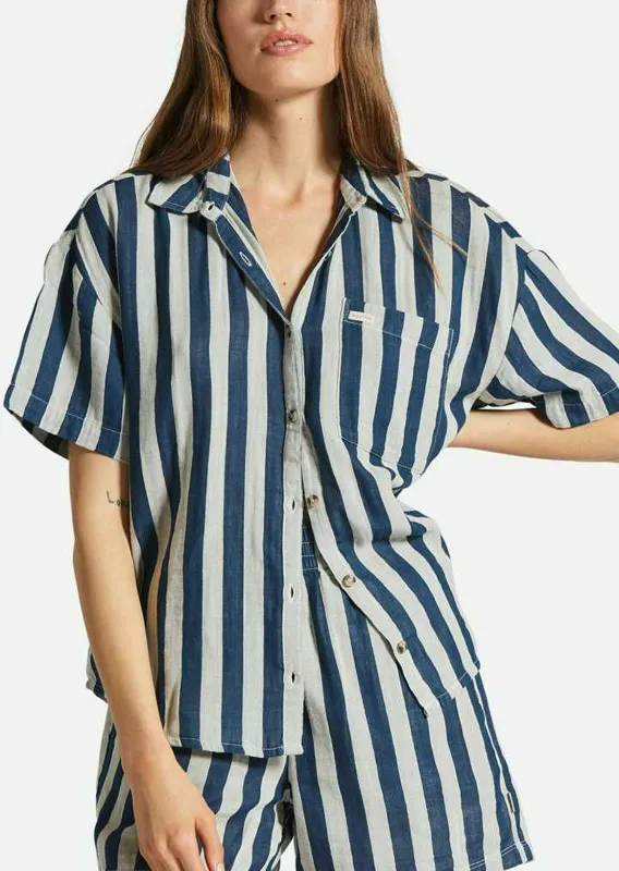 Brixton Women's Mykonos Stripe BF Woven Button Up Shirt made by Brixton