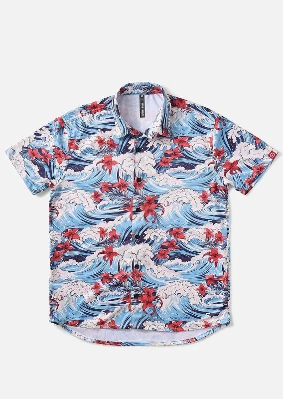 Loose Riders Men's Quick-Dry Aloha Waves Button Up Shirt sold by Prfo