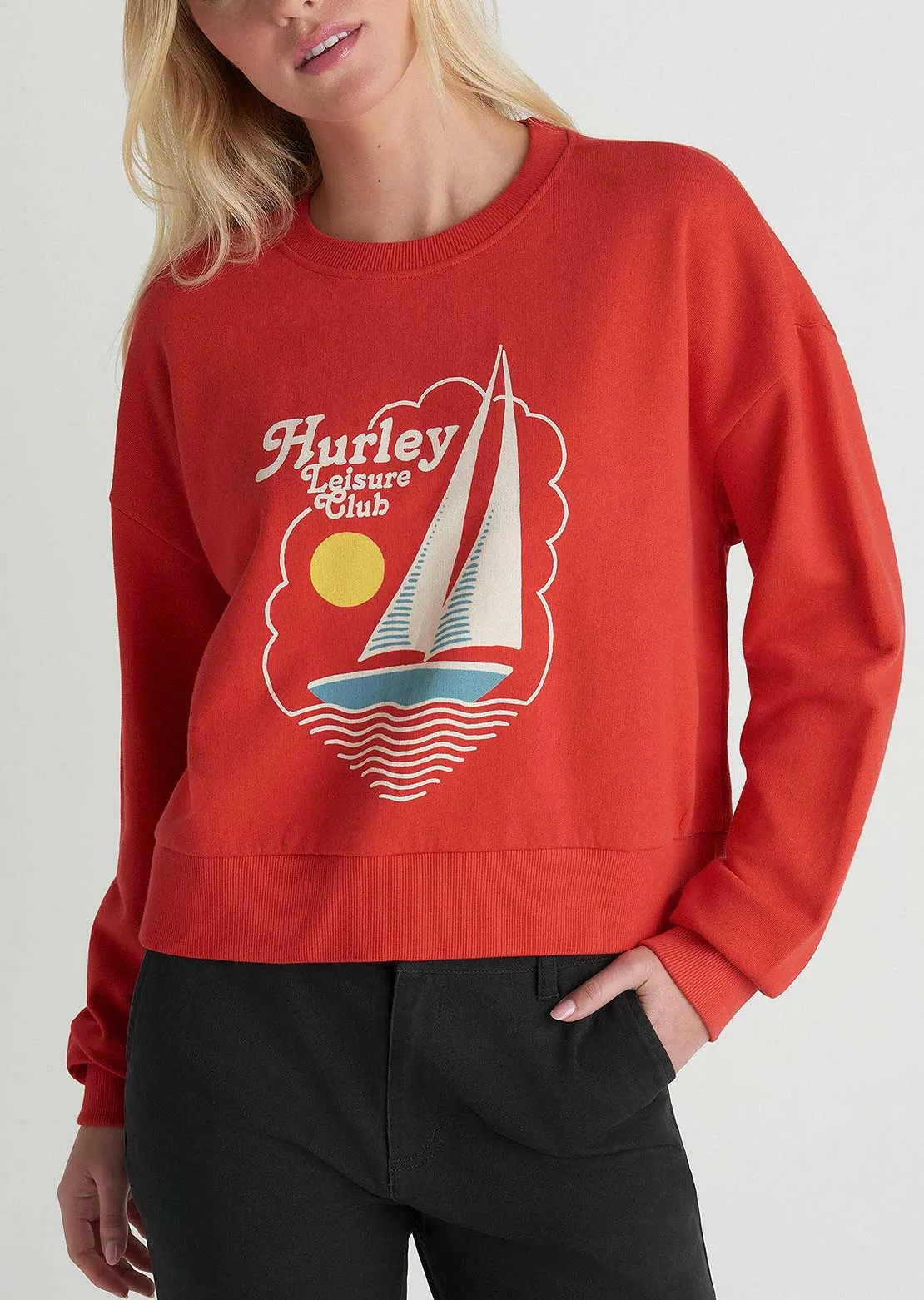 Hurley Women's Leisure Club Boxy Crew Long Sleeve sold by Prfo
