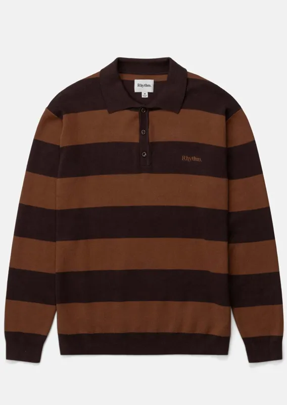 Rhythm Men's Ventura Stripe Knit Long Sleeve Polo sold by Prfo