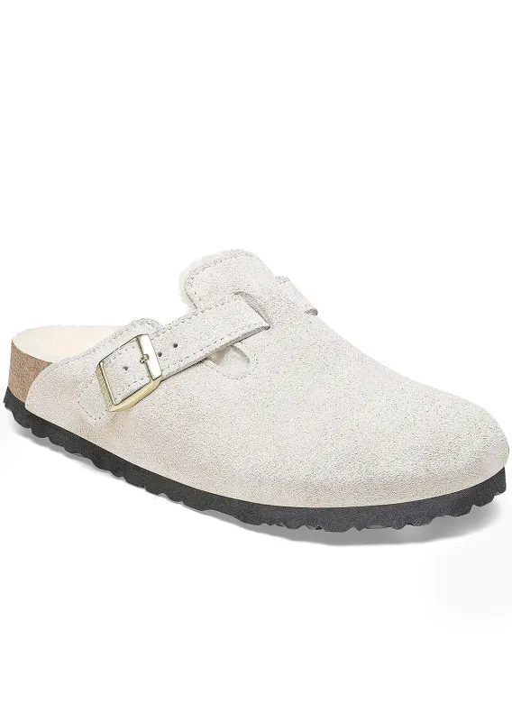 Birkenstock Women's Boston Shearling Suede/Shearling Narrow Sandals sold by Prfo