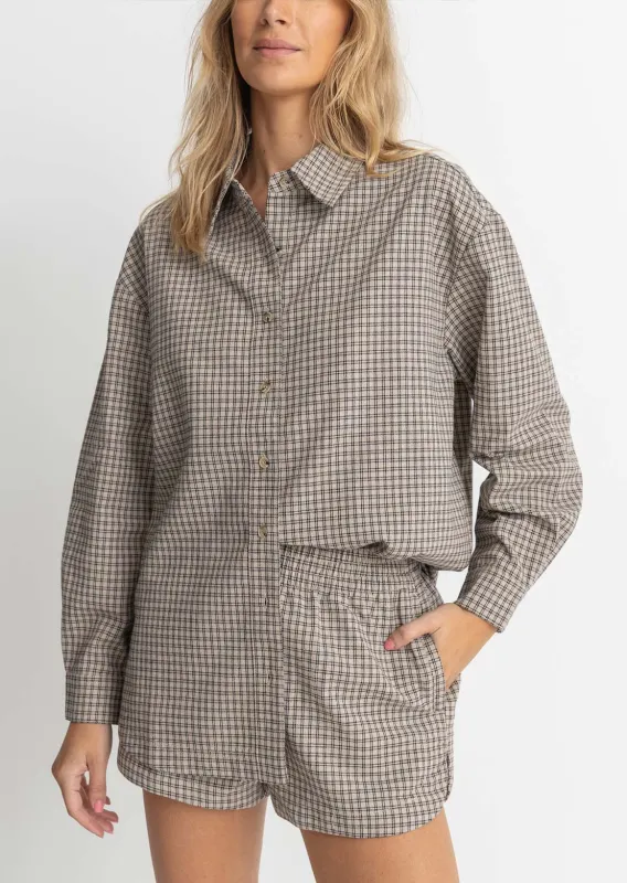 Rhythm Women's Sandy Check Oversized Button Up Shirt sold by Prfo