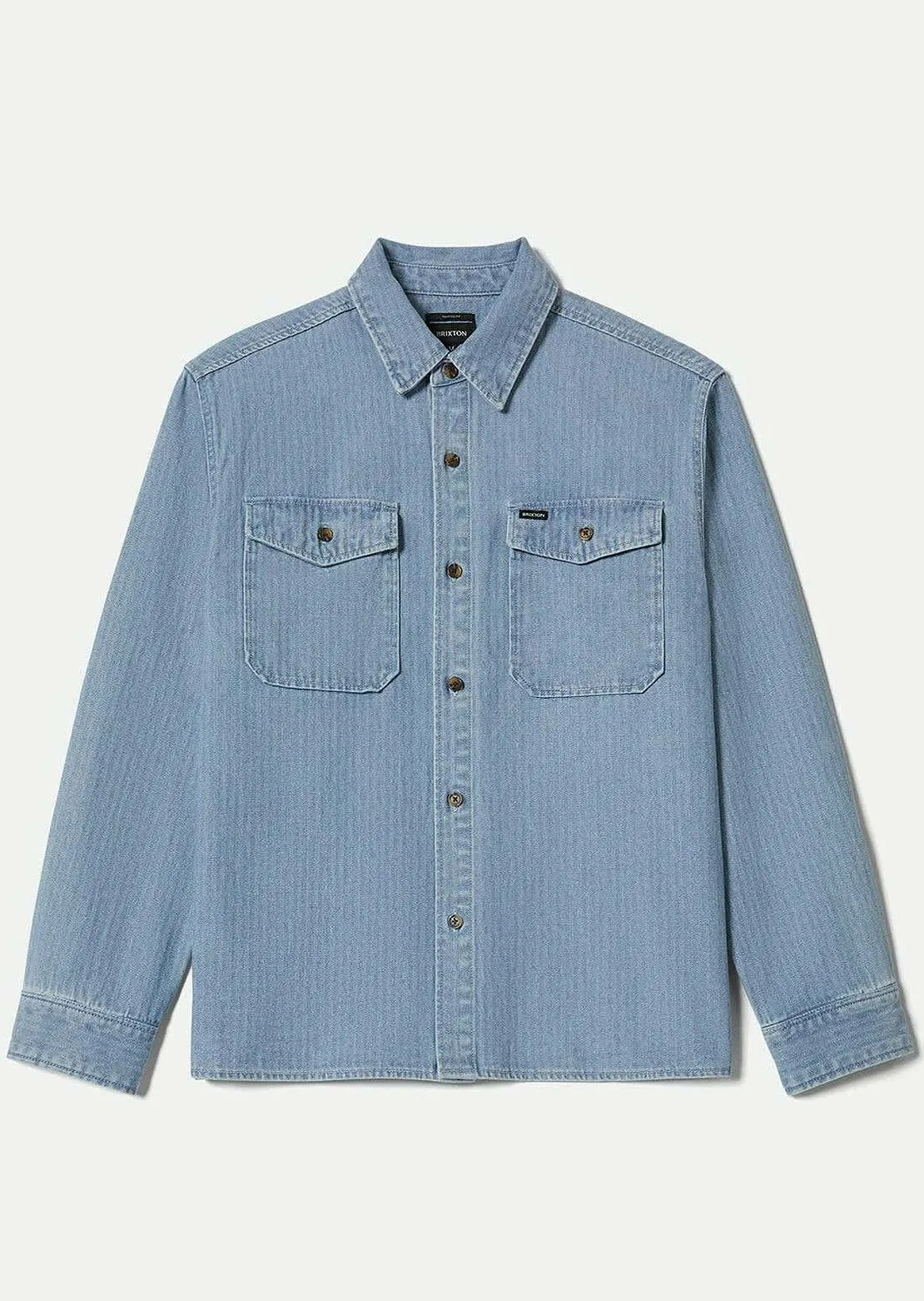 Brixton Men's Herringbone LW Relaxed Button Up Shirt sold by Prfo