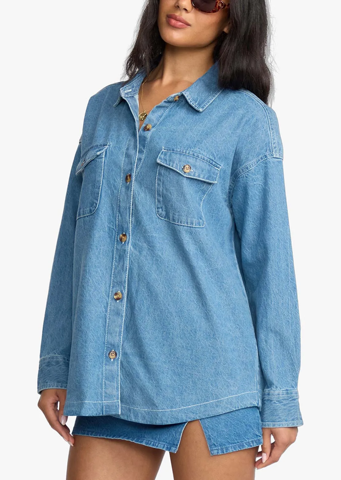 Billabong Women's Fadeaway Denim Shacket sold by Prfo product image thumbnail 2