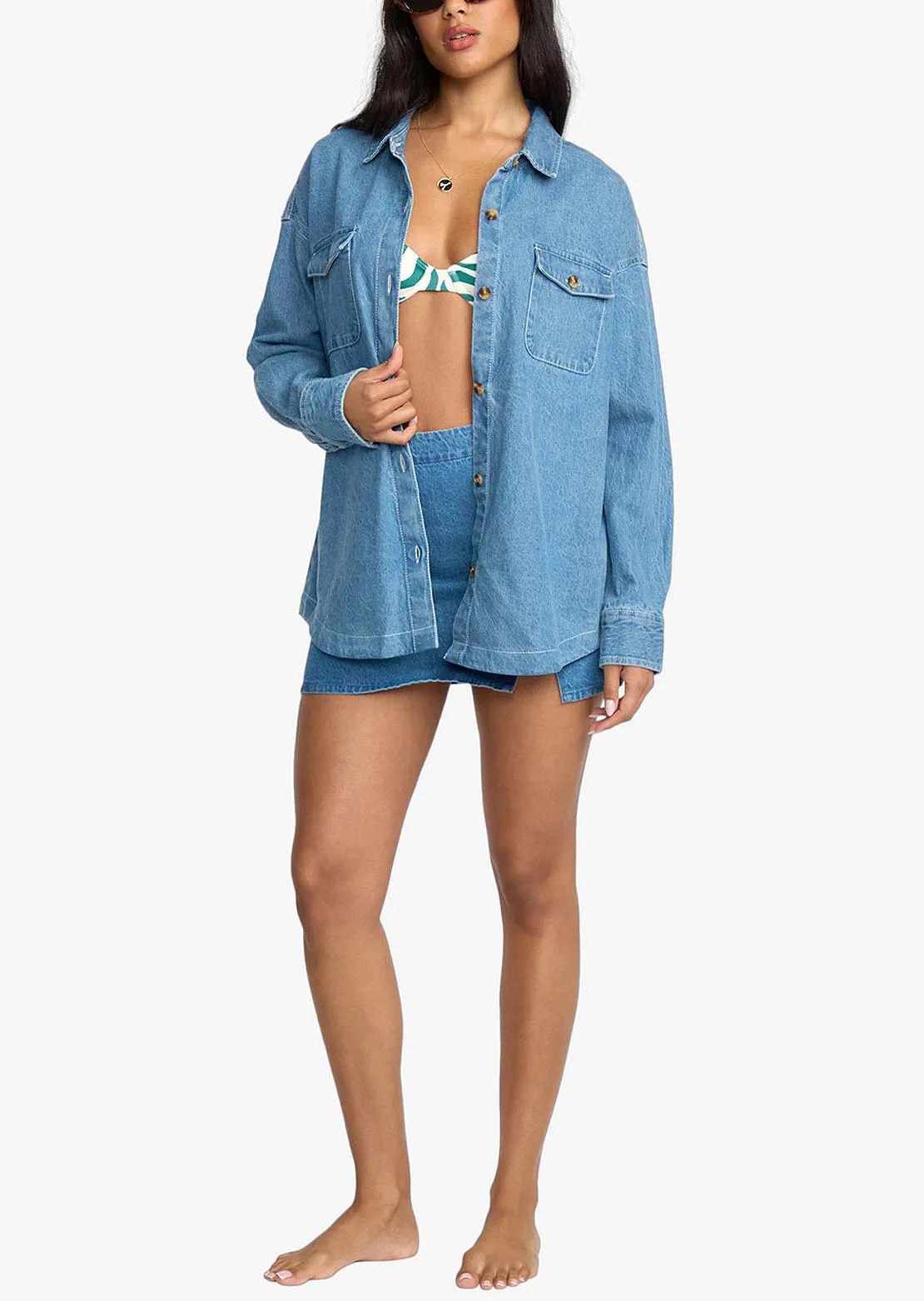 Billabong Women's Fadeaway Denim Shacket sold by Prfo product image thumbnail 4