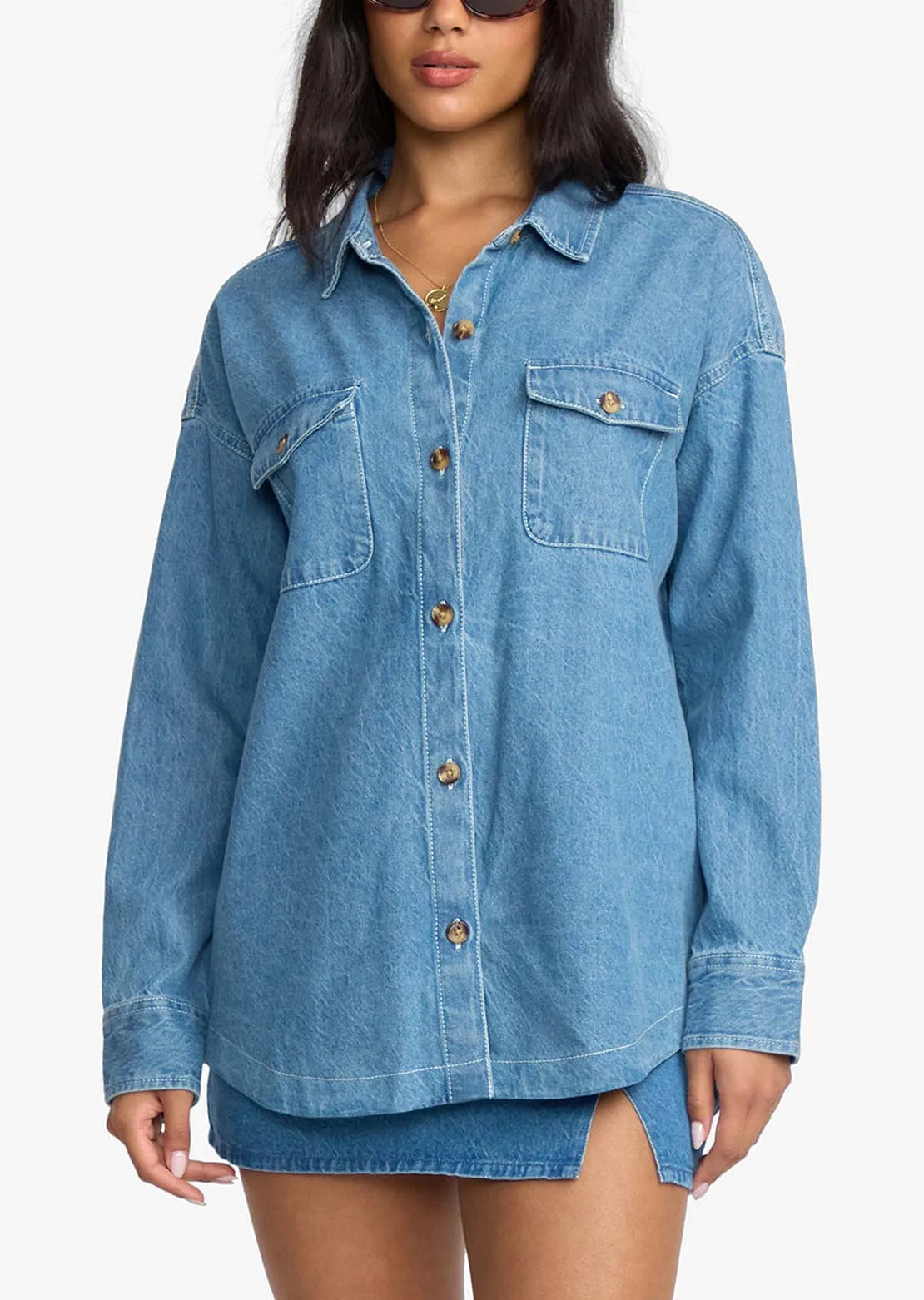 Billabong Women's Fadeaway Denim Shacket sold by Prfo