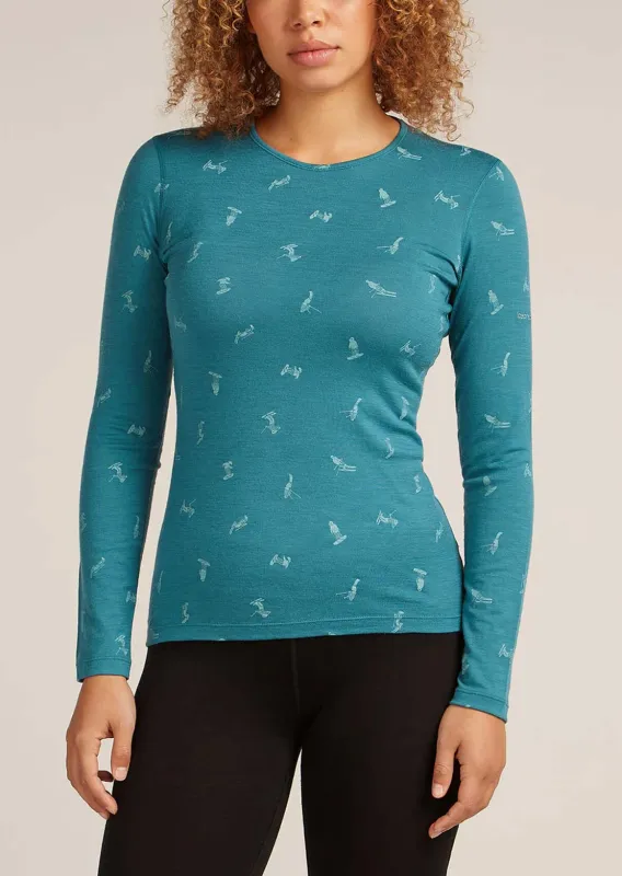 Icebreaker Women's Merino 200 Oasis Snow Day Longsleeve Crew Thermal Top sold by Prfo