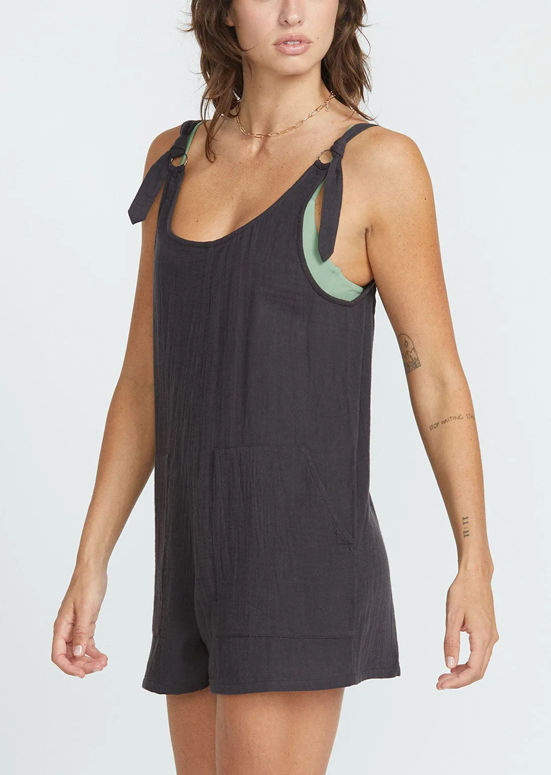 Volcom Women's Lil Tie Strap Romper sold by Prfo product image thumbnail 3