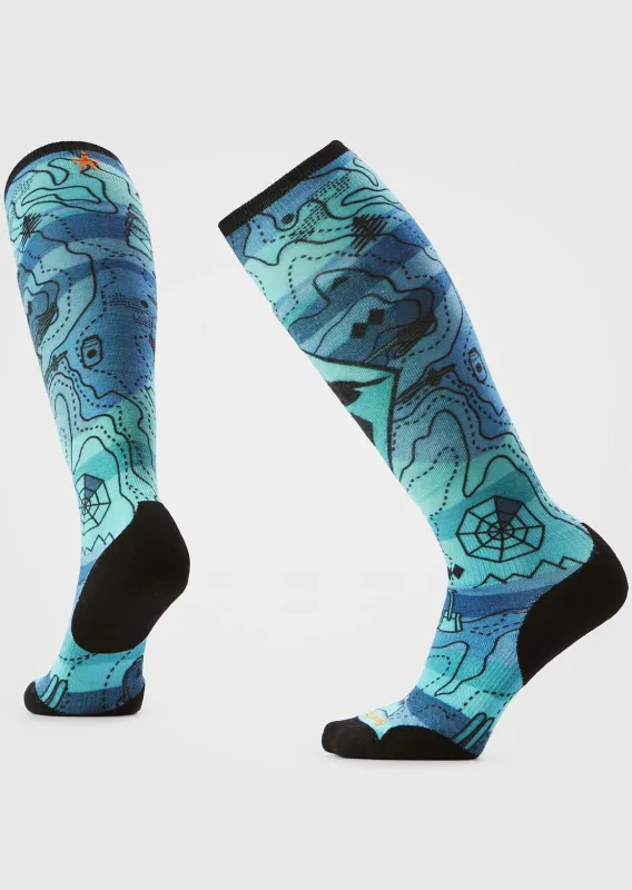 Smartwool Women’s Ski Targeted Cushion Topo Treasures Print OTC Socks sold by Prfo