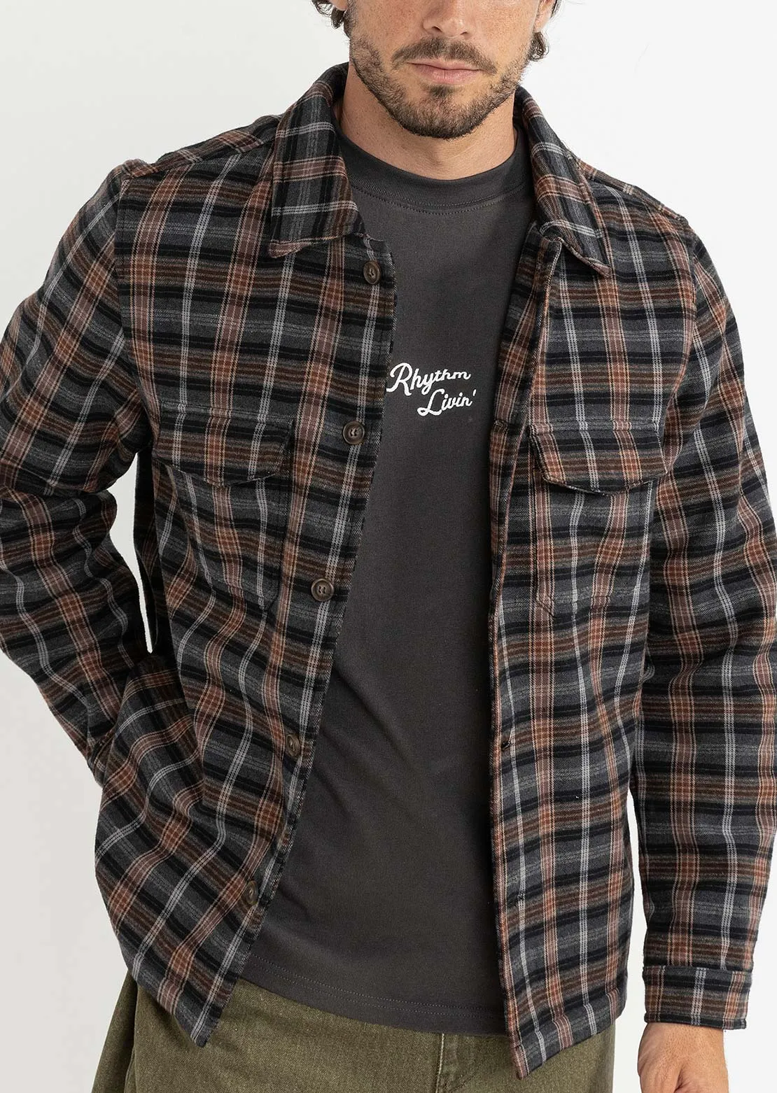 Rhythm Men's Polar Bond Long Sleeve Flannel Button Up Shirt sold by Prfo product image thumbnail 2