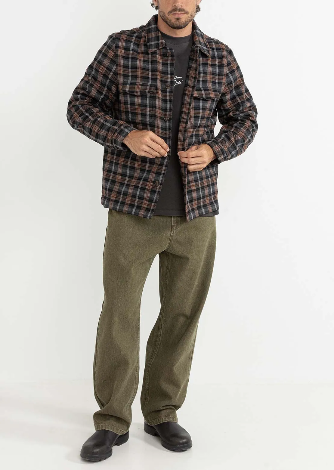 Rhythm Men's Polar Bond Long Sleeve Flannel Button Up Shirt sold by Prfo product image thumbnail 4