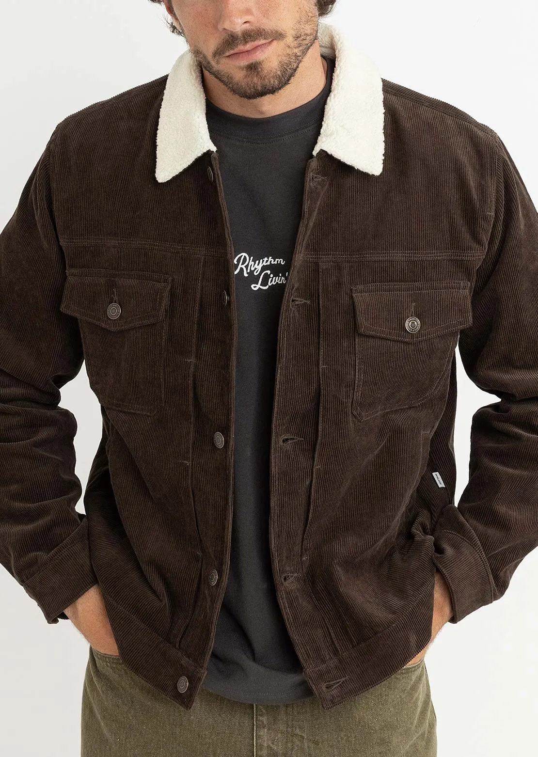 Rhythm Men's Flannel Lined Cord Trucker Jacket sold by Prfo product image thumbnail 2