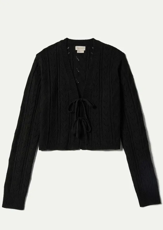 Brixton Women's Cropped Pointelle Tie Cardigan sold by Prfo