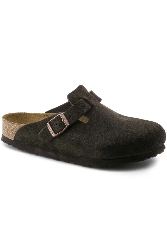 Birkenstock Boston Suede Regular Soft Footbed Sandals sold by Prfo