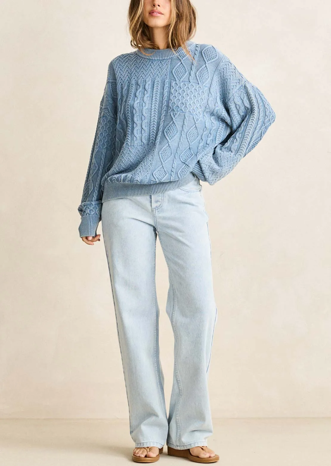 Rhythm Women's Patchwork Salt Wash Sweater sold by Prfo product image thumbnail 4