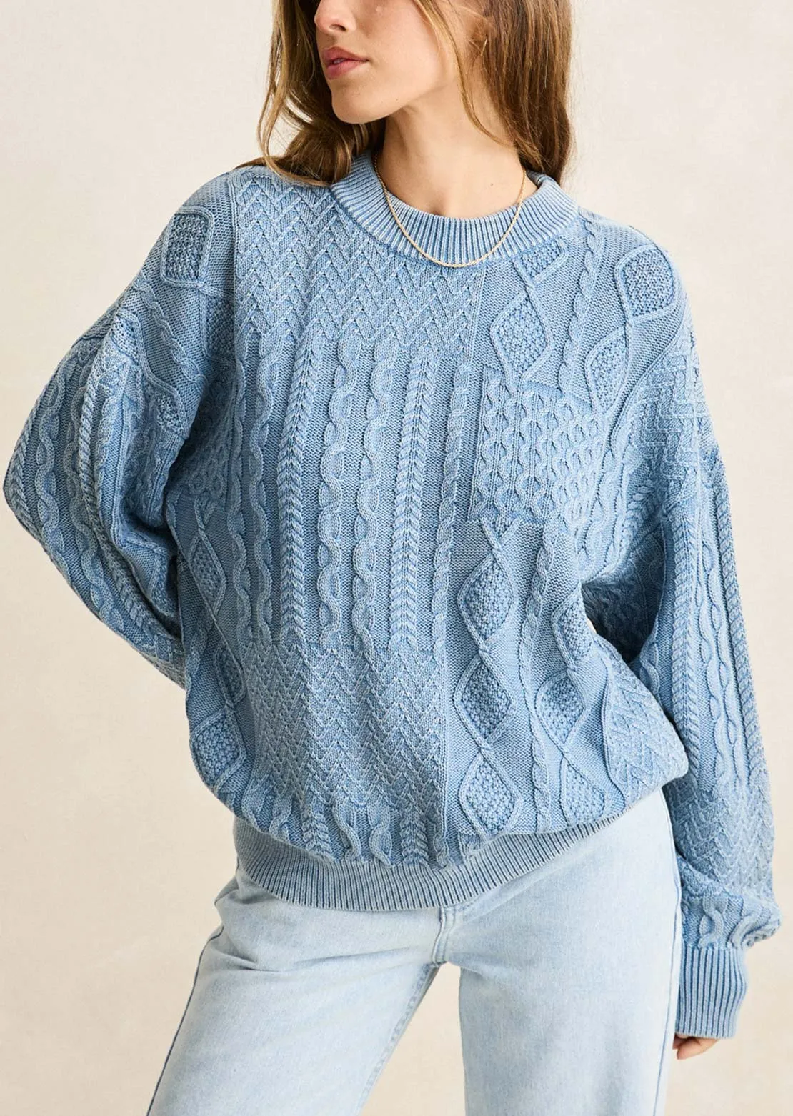 Rhythm Women's Patchwork Salt Wash Sweater sold by Prfo