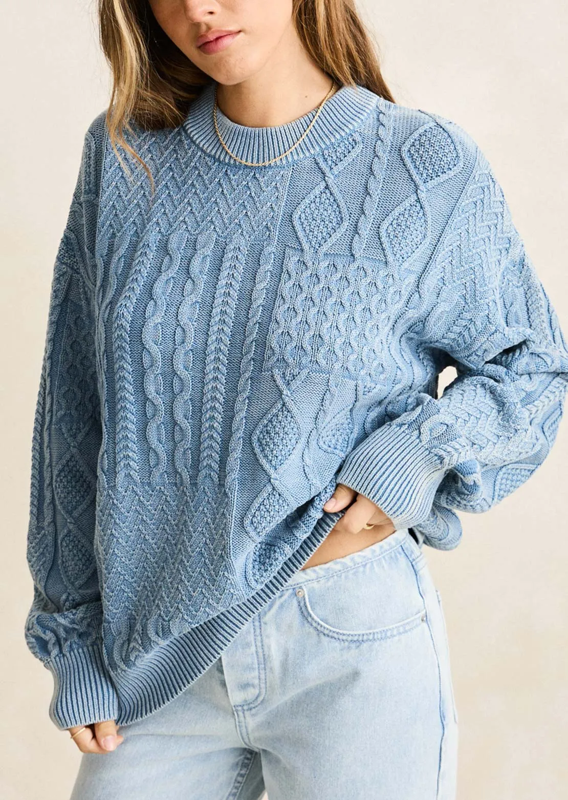 Rhythm Women's Patchwork Salt Wash Sweater sold by Prfo product image thumbnail 2