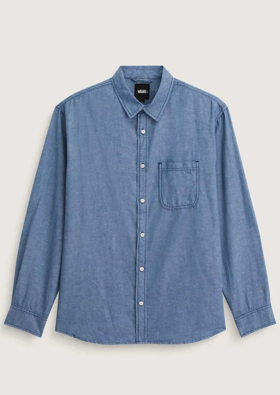 Vans Men's Lawson Solid Oxford Long Sleeve Button Up Shirt made by Vans