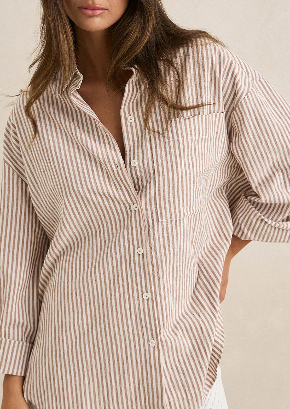 Rhythm Women's Valley Stripe Oversized Button Up Shirt sold by Prfo product image thumbnail 4