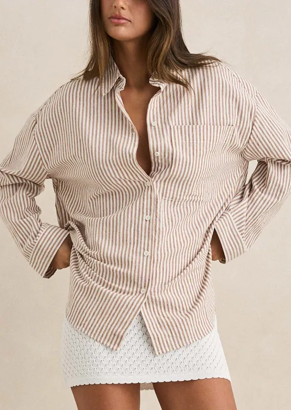 Rhythm Women's Valley Stripe Oversized Button Up Shirt made by Rhythm.