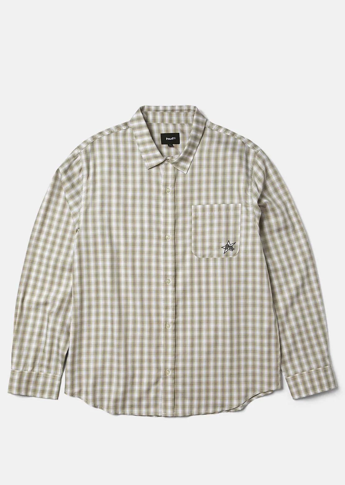 HUF Men's H Star Long Sleeve Plaid Button Up Shirt sold by Prfo
