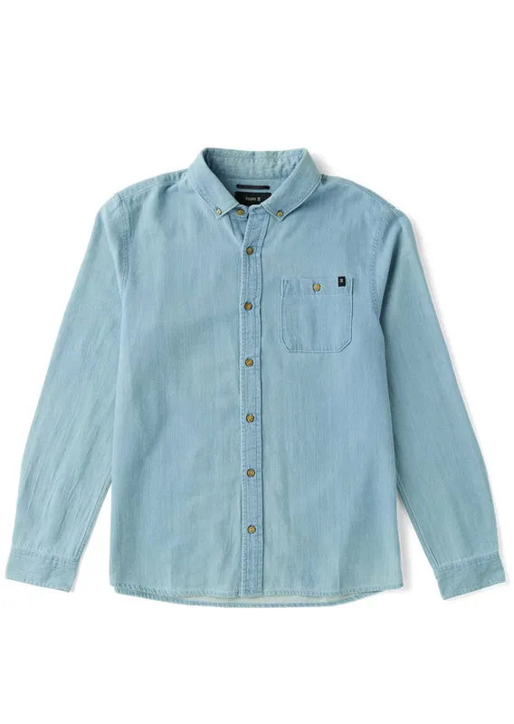 Roark Men's Scholar Chambray Long Sleeve Button Up Shirt made by Roark