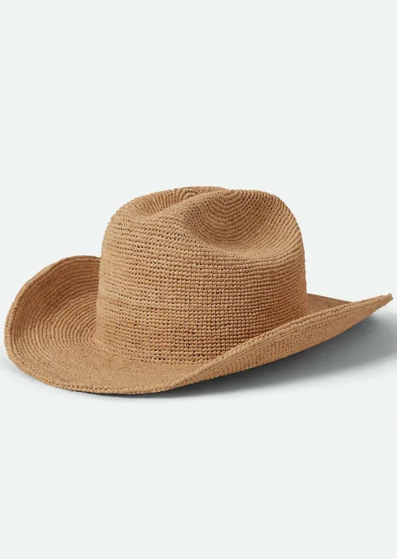 Brixton Women's Odessa Straw Packable Cowboy Hat made by Brixton