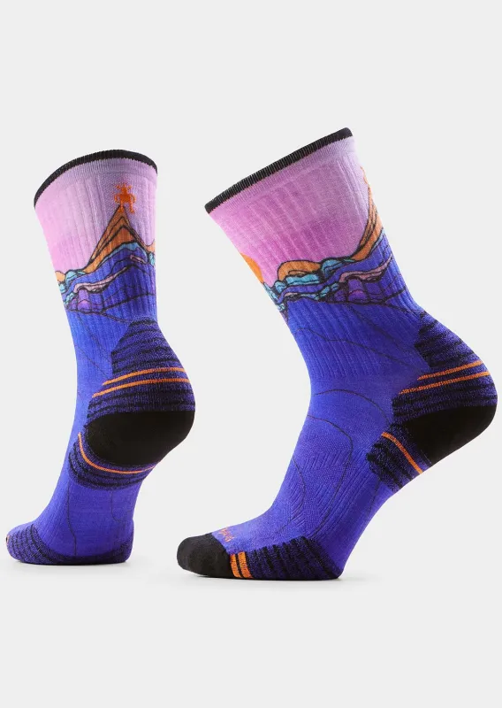 Smartwool Women's Hike Targeted Cushion Mountain Sunrise Print Crew Socks made by Smartwool