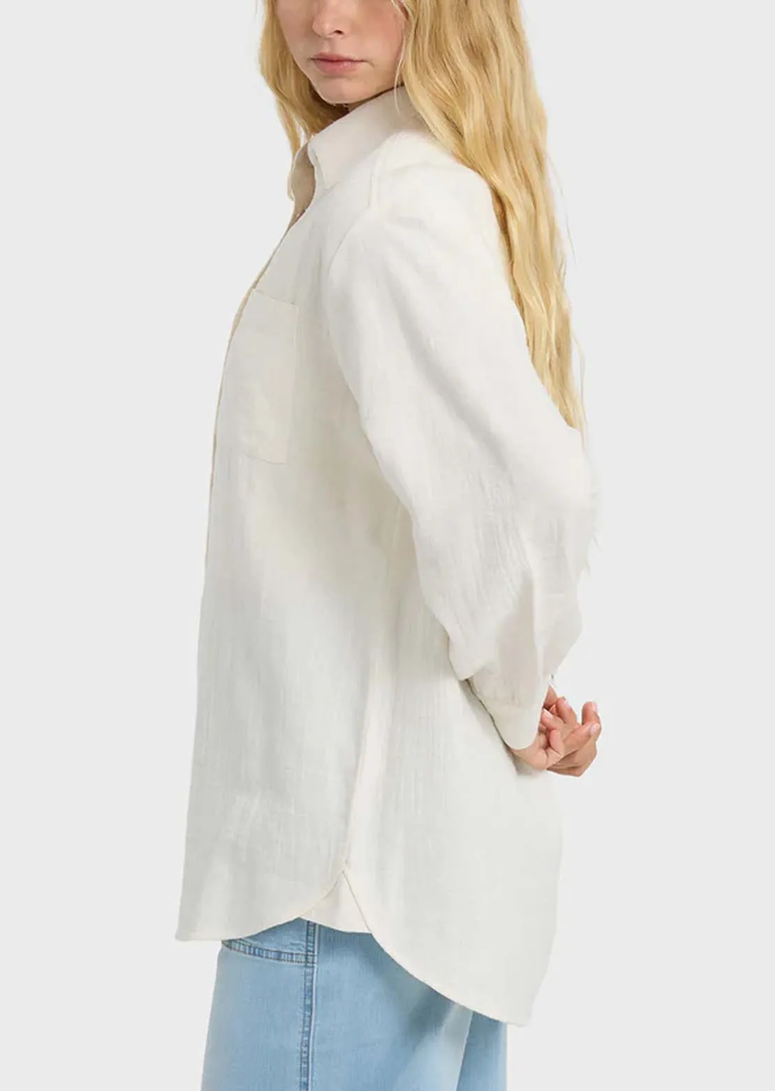 Billabong Women's Wanderer Solid Woven Button Up Shirt sold by Prfo product image thumbnail 2
