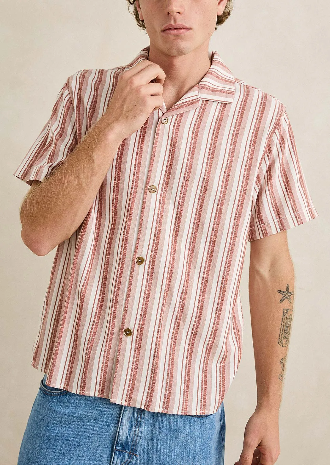 Rhythm Men's Vacation Stripe Button Up Shirt sold by Prfo product image thumbnail 2