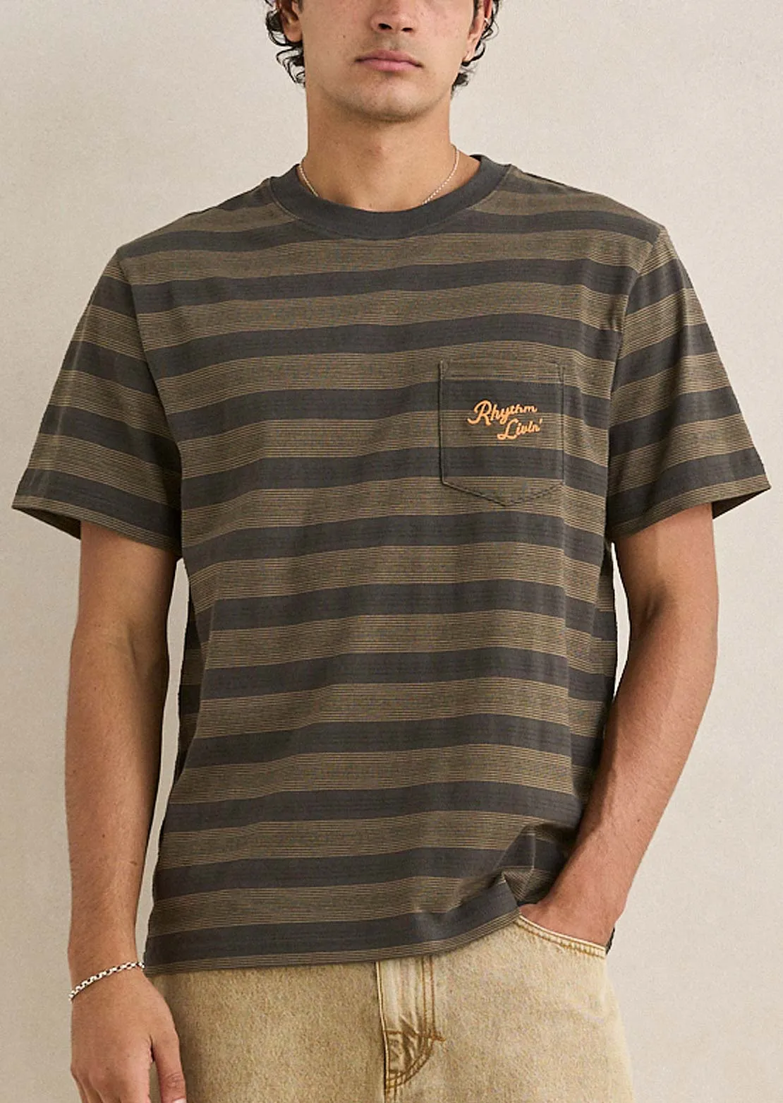 Rhythm Men's Vintage Jacquard Stripe T-Shirt sold by Prfo product image thumbnail 2