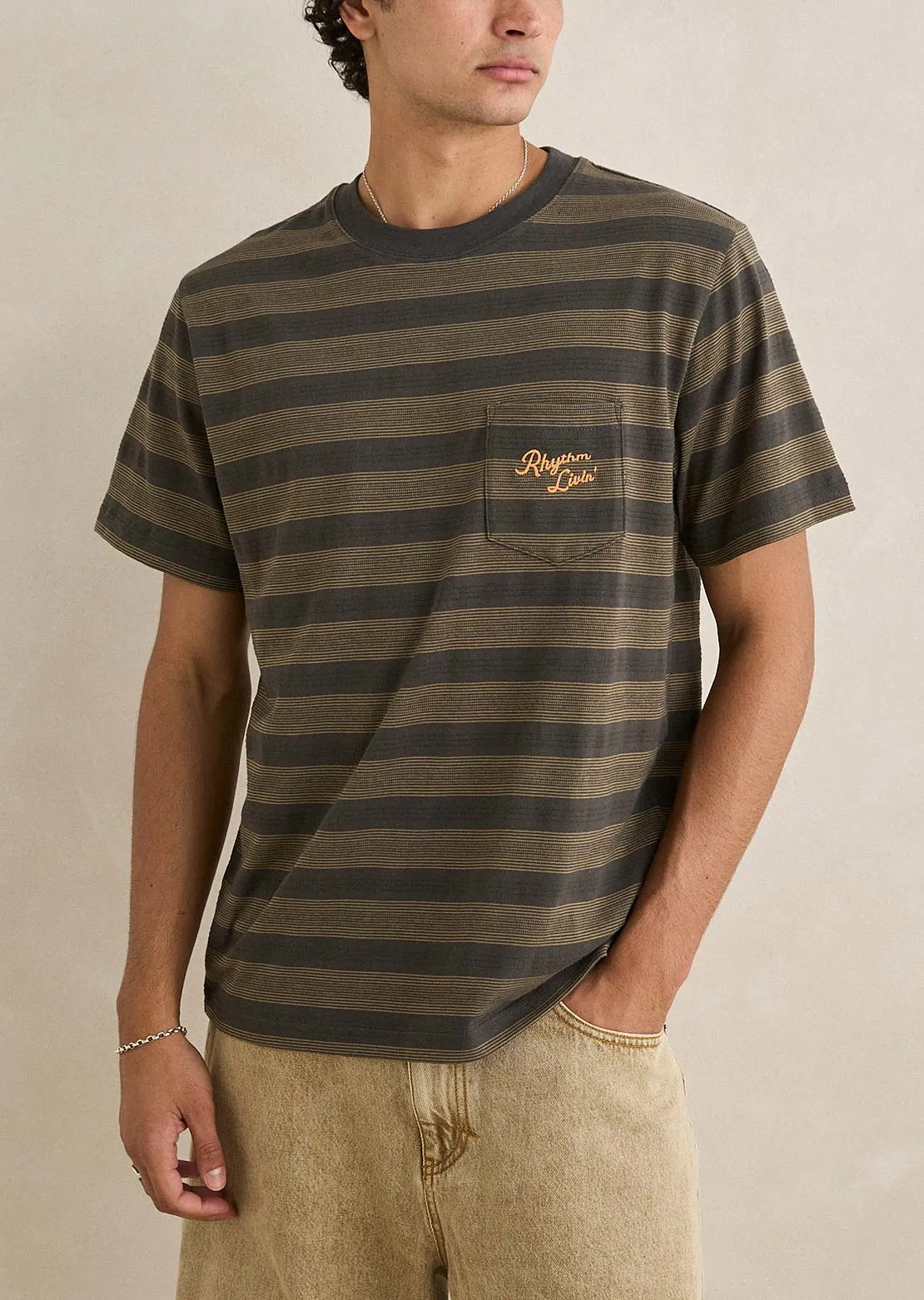 Rhythm Men's Vintage Jacquard Stripe T-Shirt sold by Prfo product image thumbnail 3