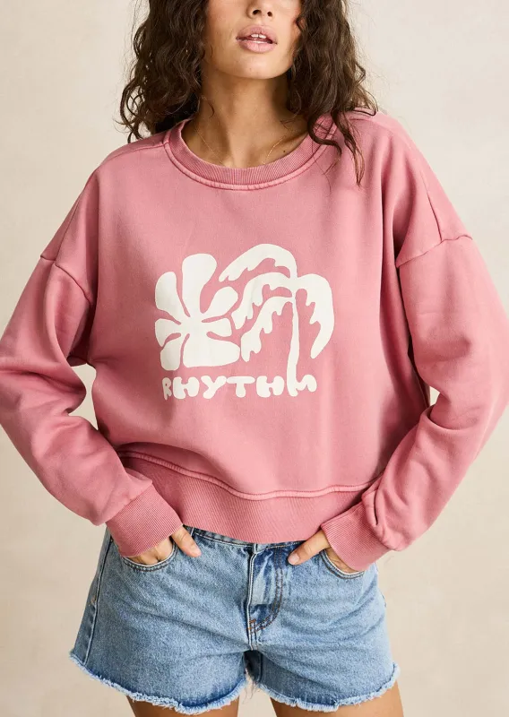 Rhythm Women's Sun and Palm Slouchy Crew Neck Fleece made by Rhythm.