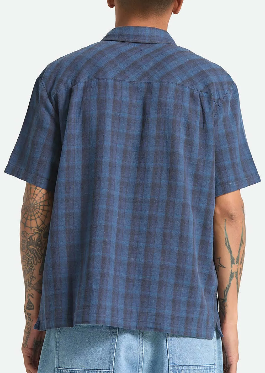 Brixton Men's Cru Linen Blend Plaid Woven Button Up Shirt sold by Prfo product image thumbnail 4