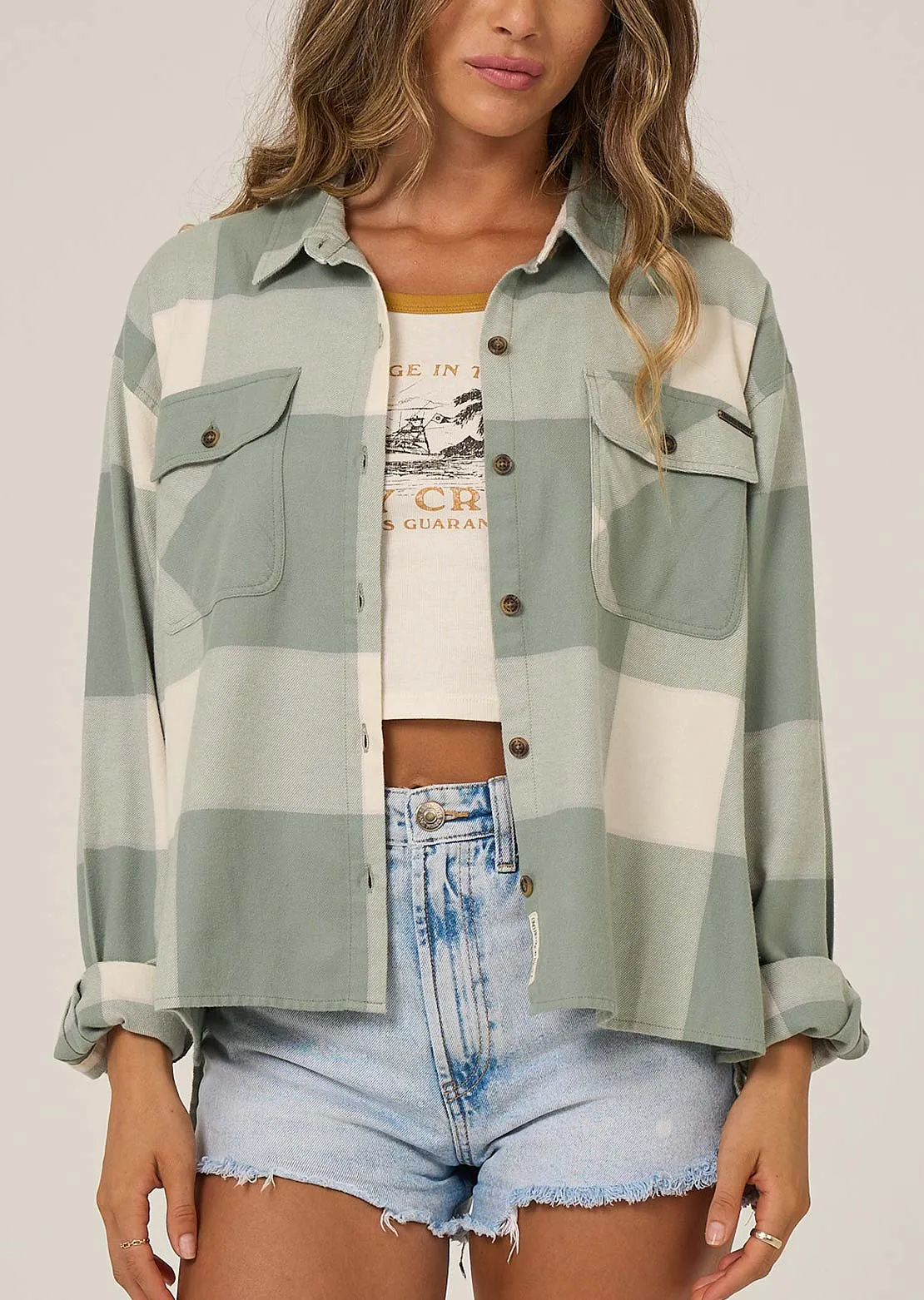 Salty Crew Women's Nomad Flannel Button Up Shirt sold by Prfo