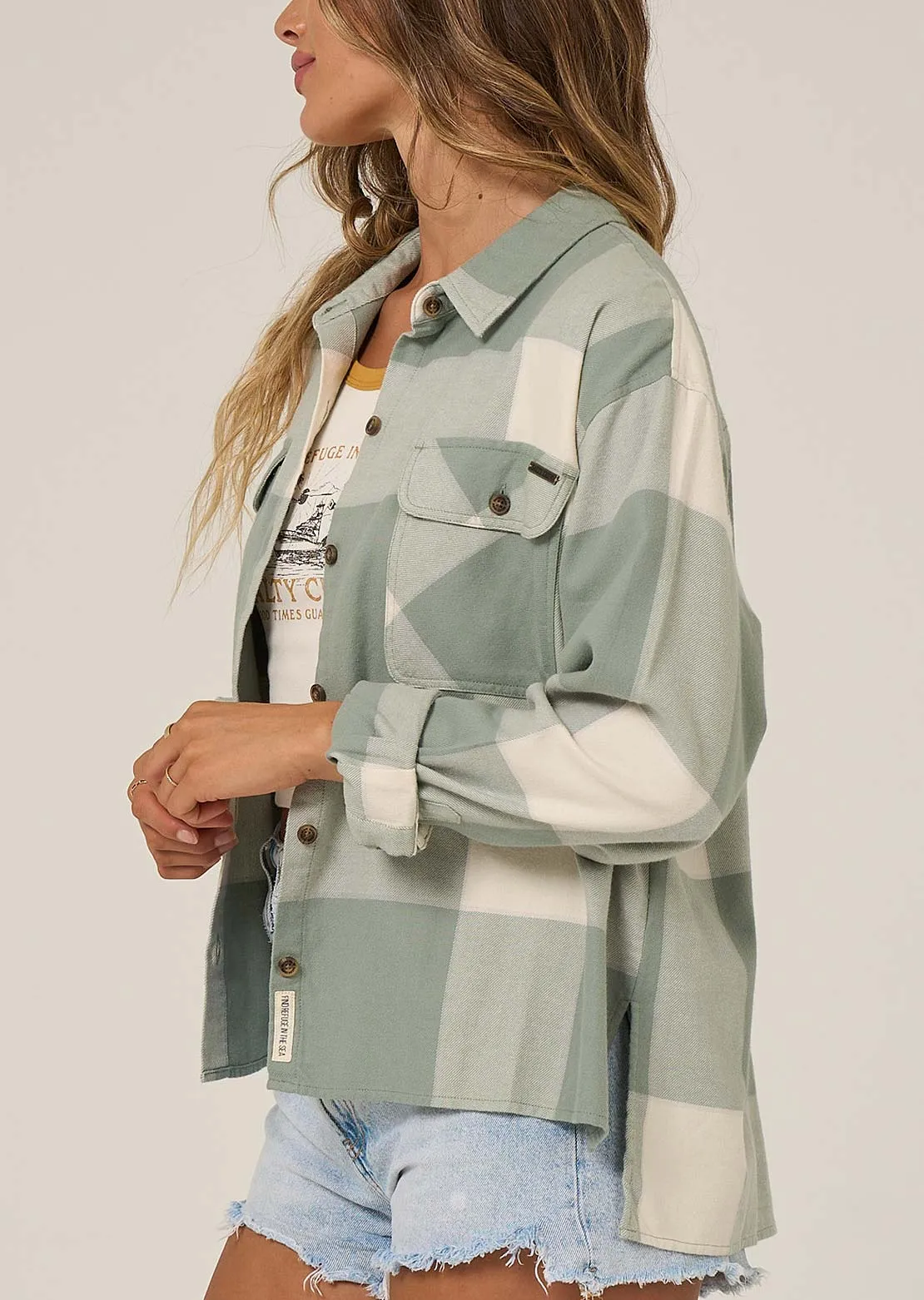 Salty Crew Women's Nomad Flannel Button Up Shirt sold by Prfo product image thumbnail 2