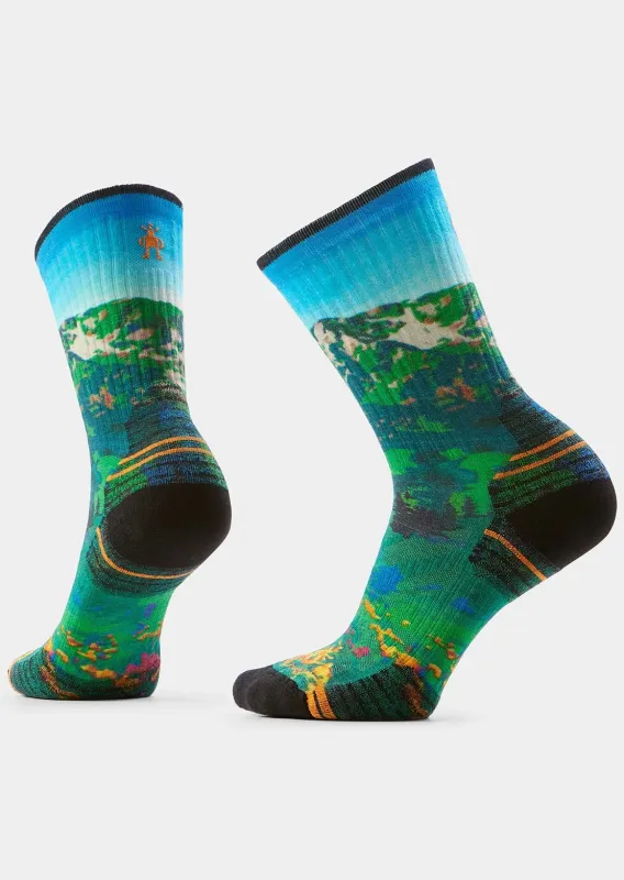 Smartwool Women's Hike Targeted Cushion Mountain Lake Print Crew Socks made by Smartwool