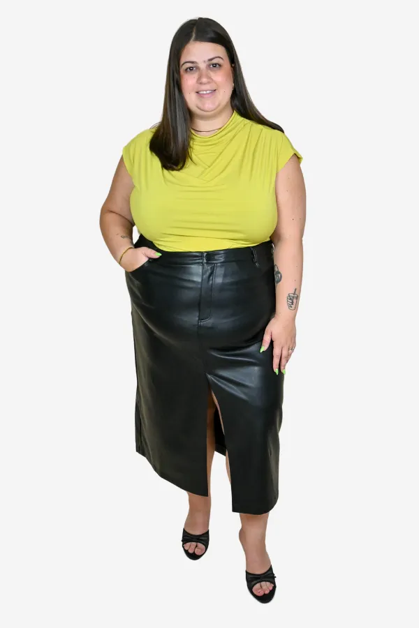 CURVE Leatherette Midi Skirt sold by Valencia Boutique
