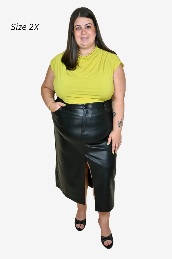 CURVE Leatherette Midi Skirt sold by Valencia Boutique product image thumbnail 2