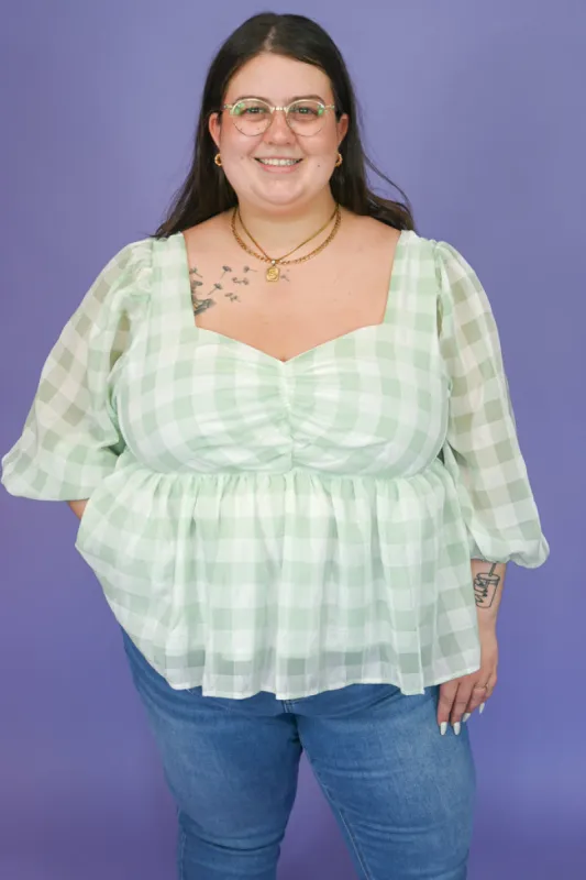 Gingham Blouse (S-3X) sold by Valencia Boutique