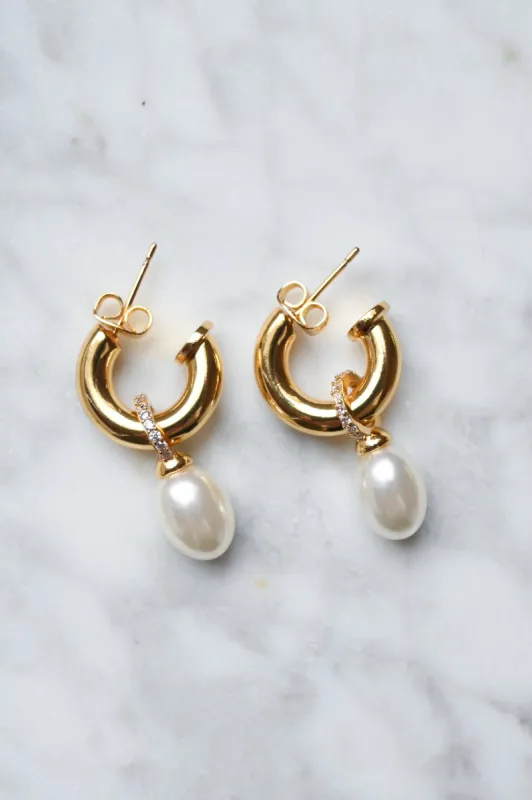 Pearl Pendant Hoop sold by Valencia Boutique