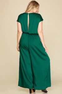 Satin Tie Front Jumpsuit (S-2X) sold by Valencia Boutique