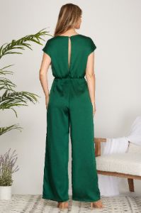 Satin Tie Front Jumpsuit (S-2X) sold by Valencia Boutique