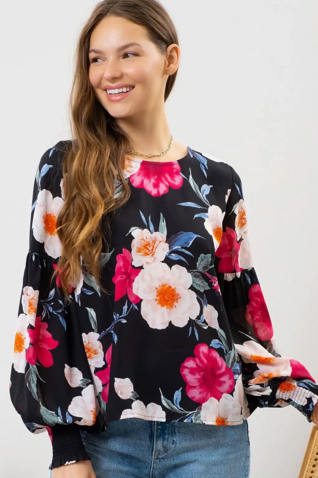 LS Floral Blouse sold by Valencia Boutique