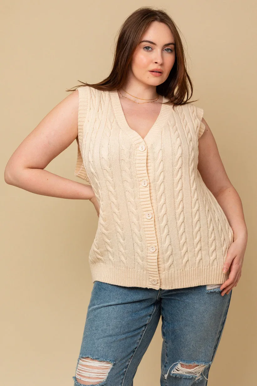 CURVE Cable Knit Vest sold by Valencia Boutique